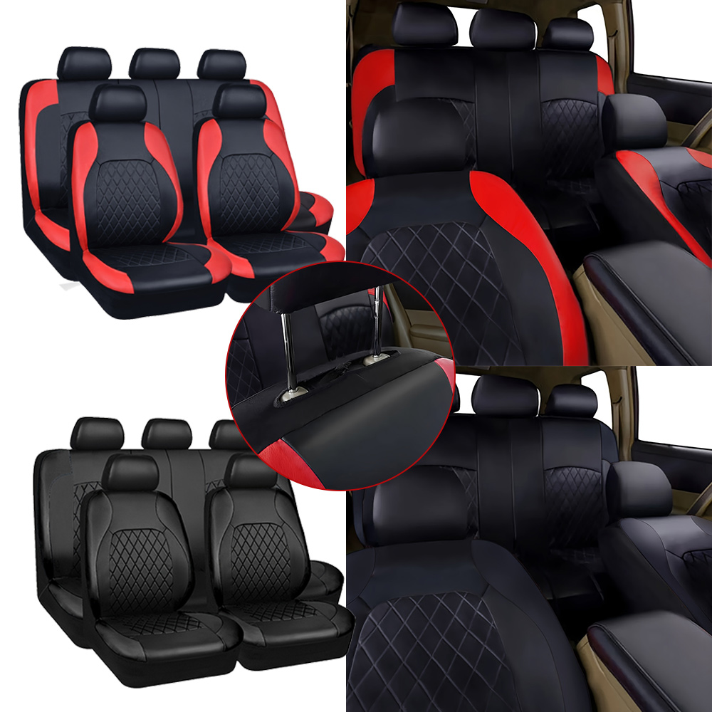 Leather Car Seat Covers Full Set Universal - New Car Seat Covers Quilted Diamond