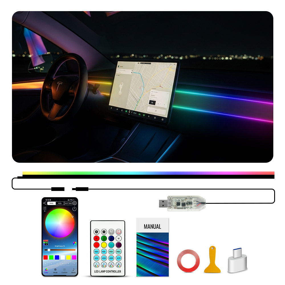 Led Ambient Interior Car Lights App Control - 110cm APP Remote Control Led Car