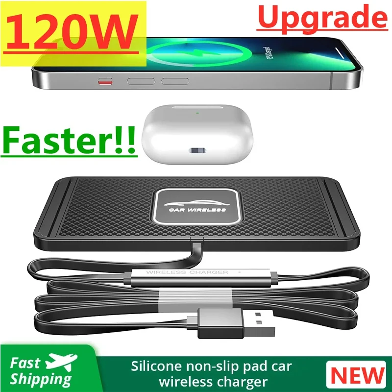 Wireless Car Charger Mount Fast Charging - Silicone Pad Stand Wireless Charger Car
