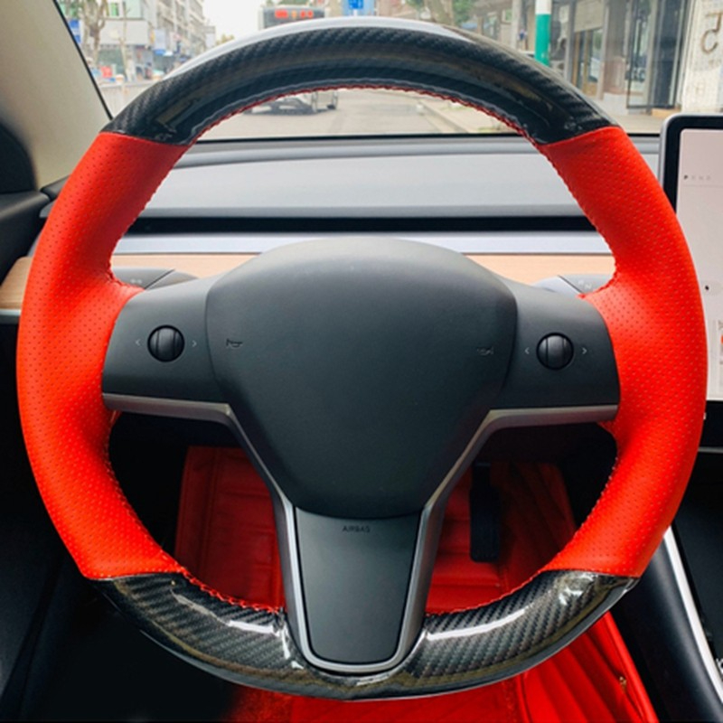 Hand-stitched Anti-Slip Carbon - Car Steering Wheel Cover Anti Slip Breathable recension och pris