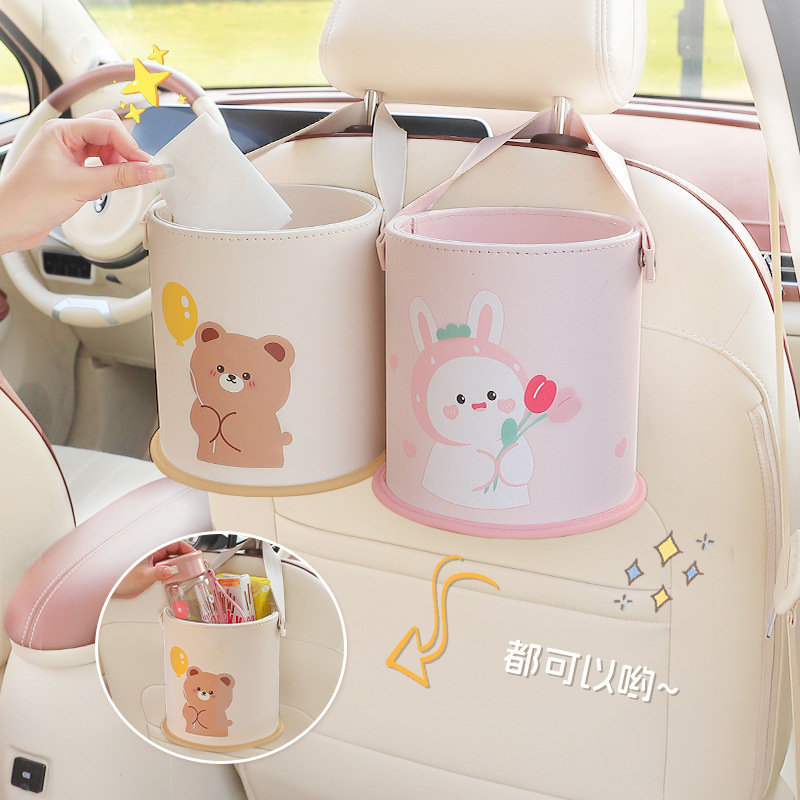 Car Trash Can Cartoon Chair Ba - Waterproof Car Trash Can With Lid recension och pris