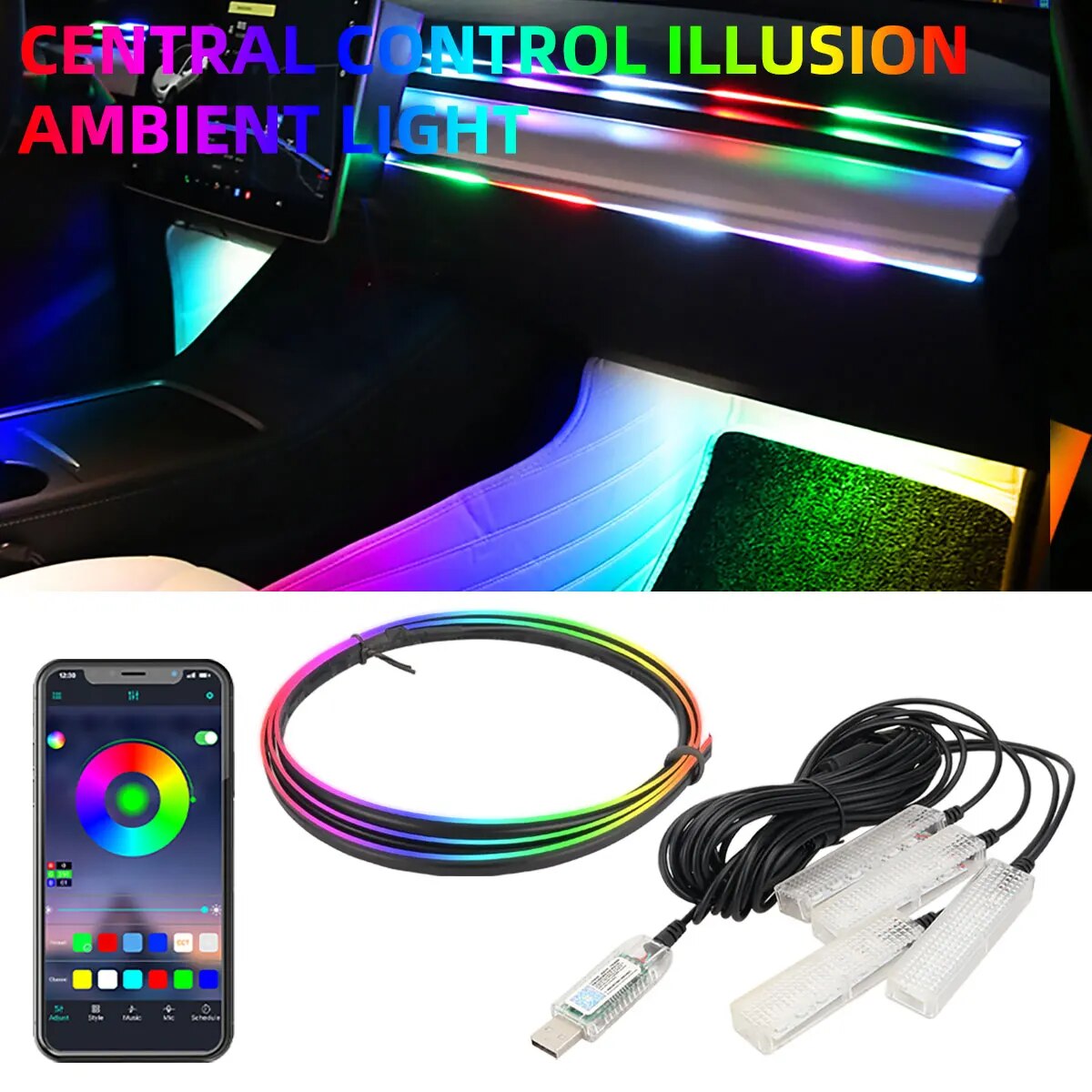 4 IN 1 6 IN 1 Symphony Car LED - Led Ambient Interior Car Lights App Control recension och pris