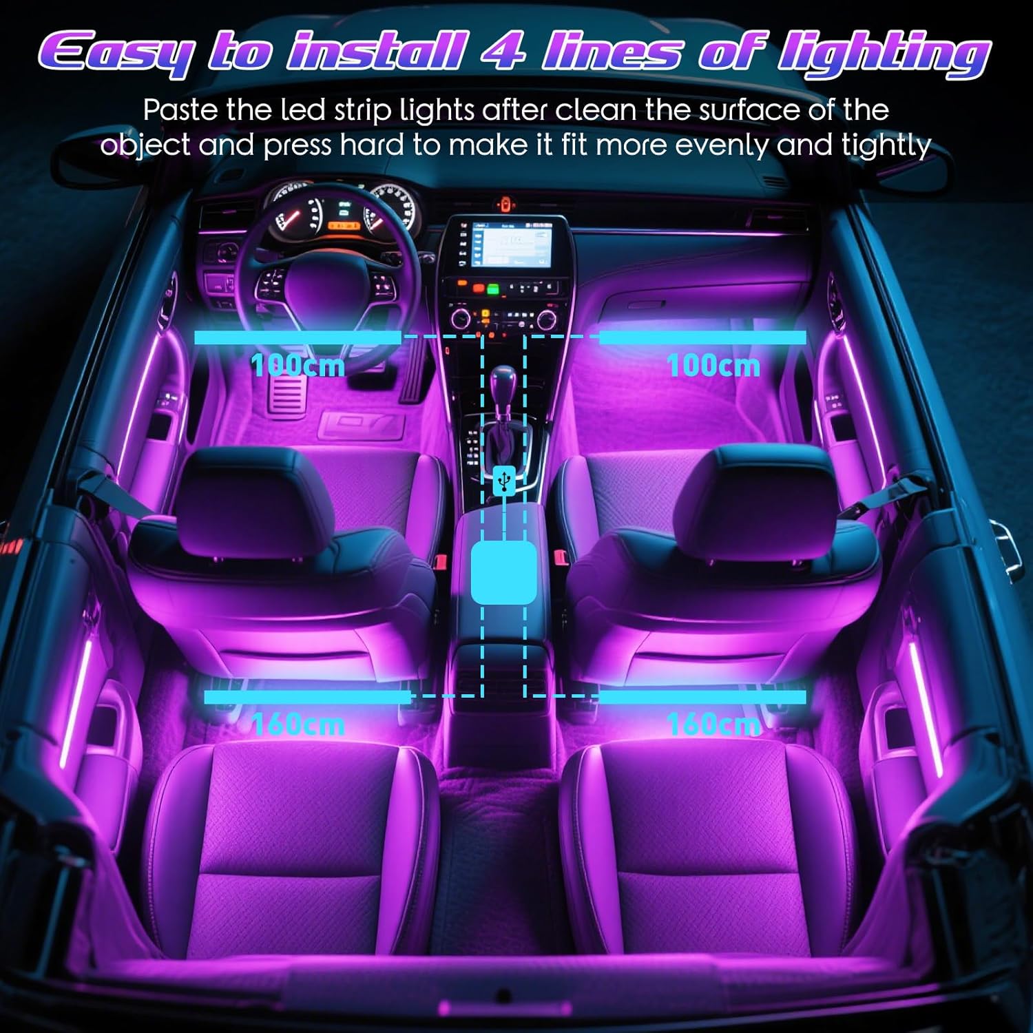 48LED RGB Ambient Light LED Ca - Led Ambient Interior Car Lights App Control recension och pris