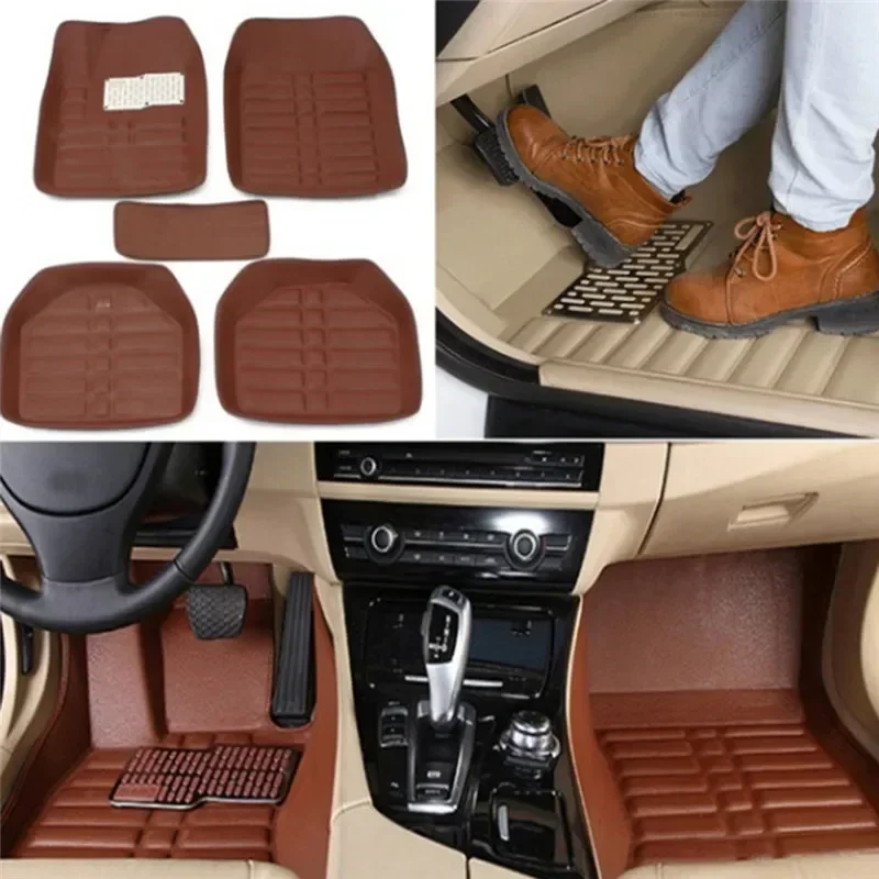 5pcs Premium Easy Clean Waterp - Car Floor Mats Universal Waterproof Leather recension och pris