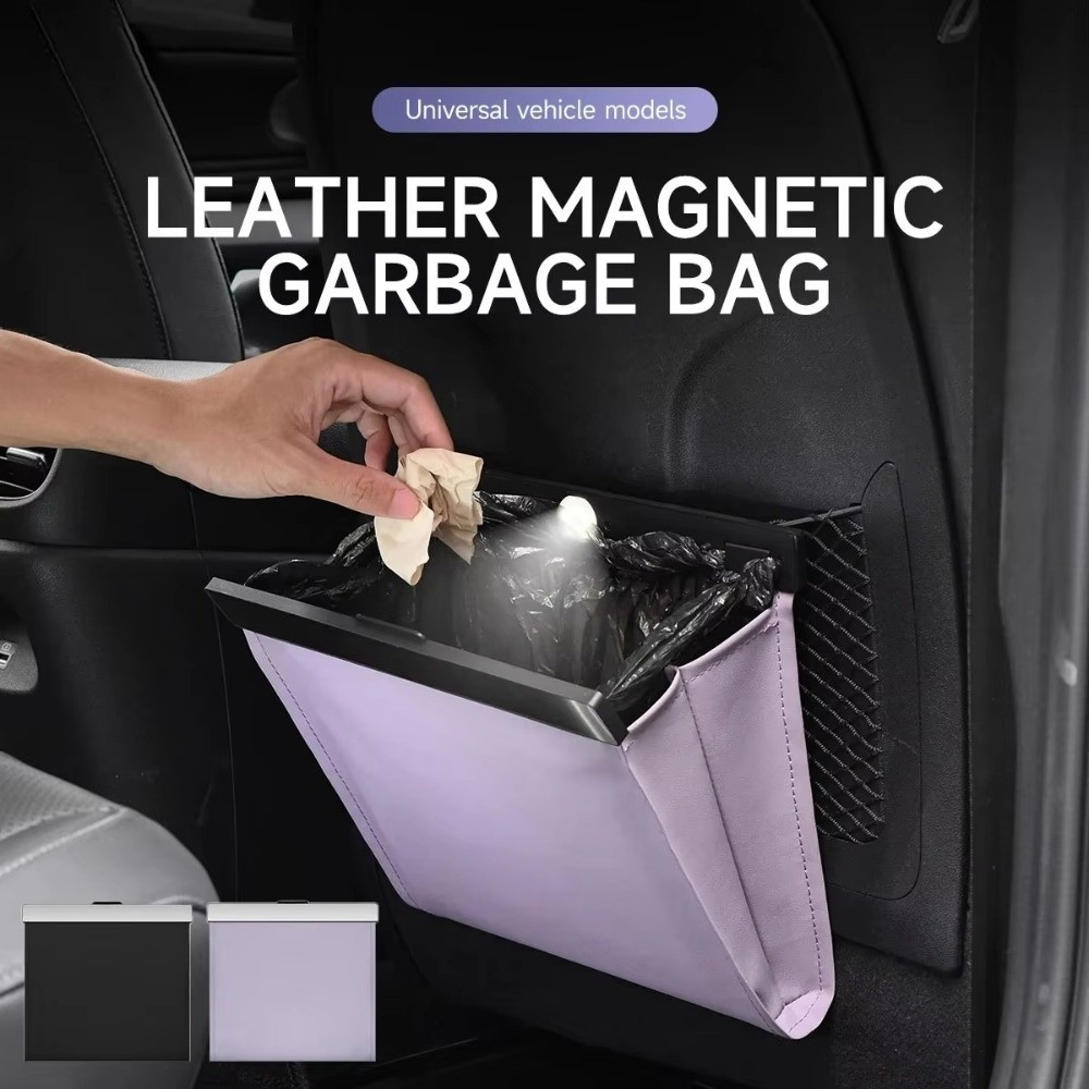 PU Leather Car Trash Bag with  - Waterproof Car Trash Can With Lid recension och pris