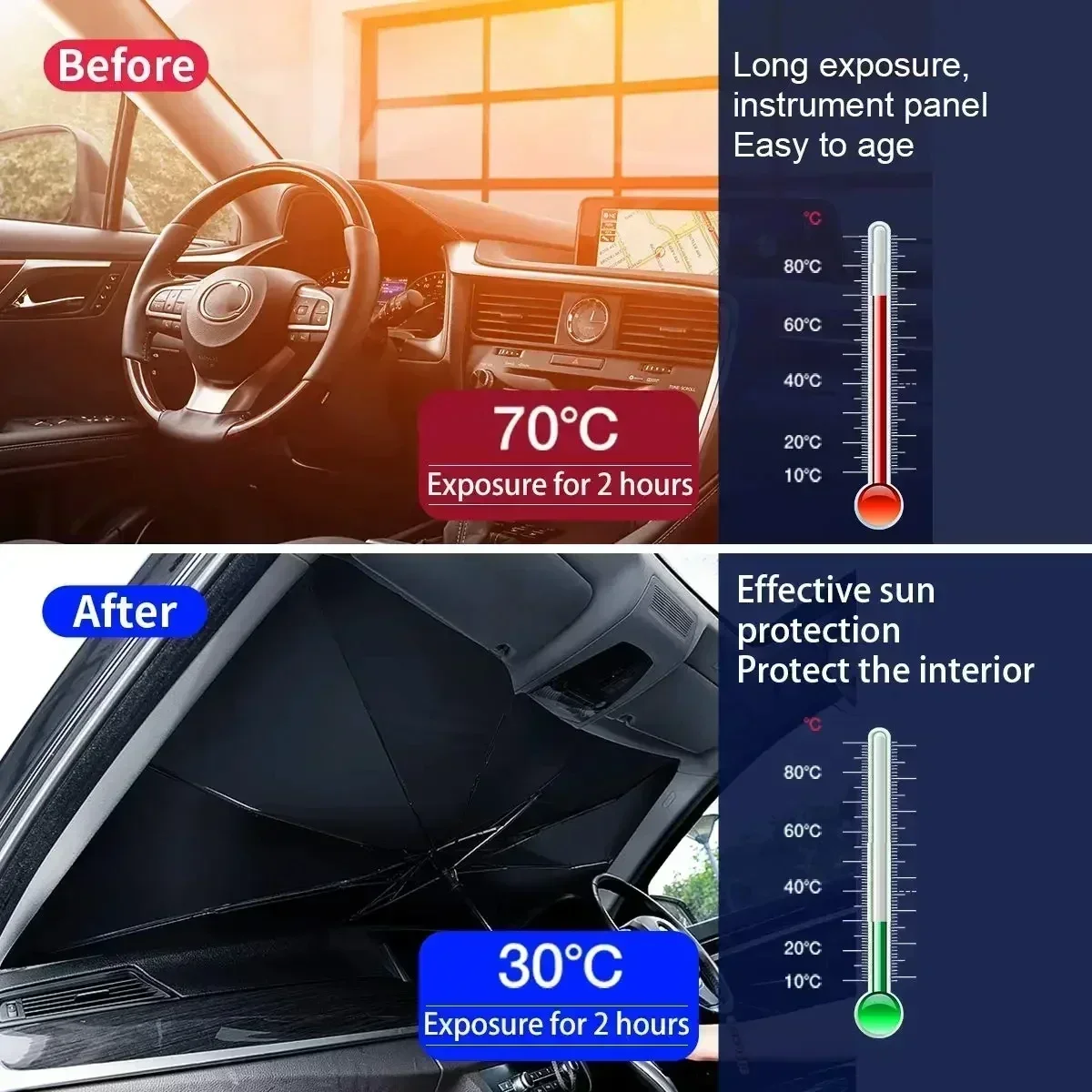 Car Windshield Sun Shade Umbre - Car Sunshade Windshield Umbrella Foldable recension och pris