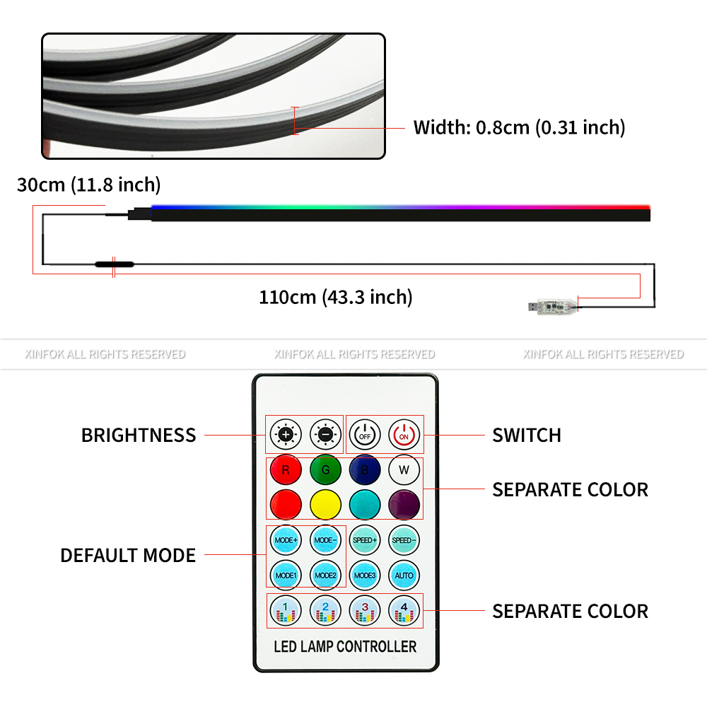 110cm APP Remote Control Led C - Led Ambient Interior Car Lights App Control recension och pris