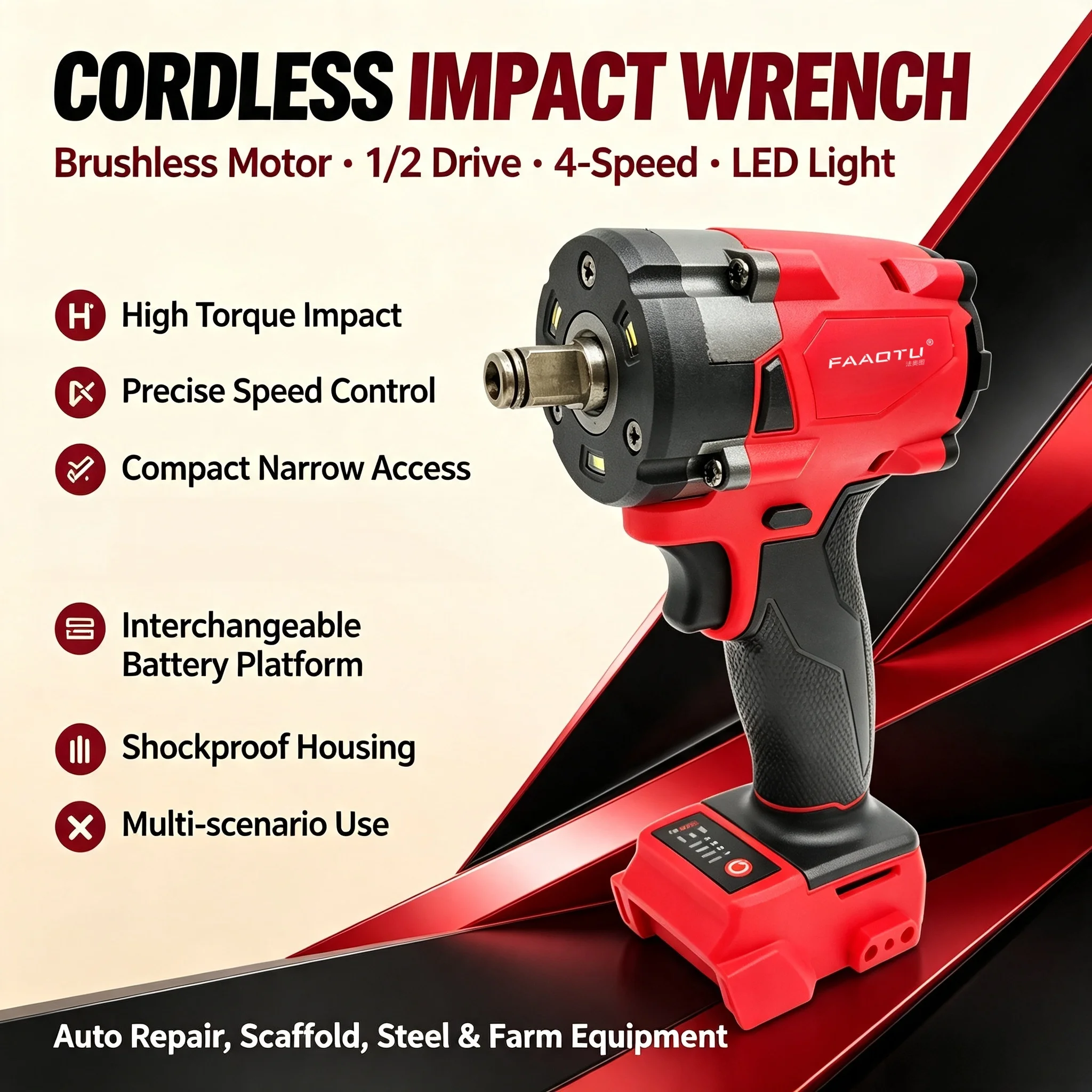 FAAOTU 18V Brushless Cordless  - Auto Repair Tools recension och pris