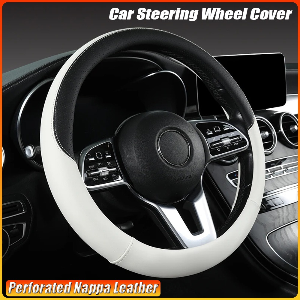 Perforated Nappa Leather Car S - Car Steering Wheel Cover Anti Slip Breathable recension och pris