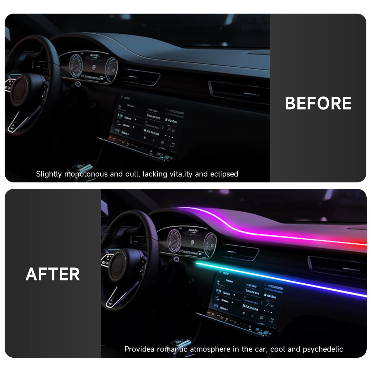 Car USB 64 Colors Acrylic Stri - Led Ambient Interior Car Lights App Control recension och pris