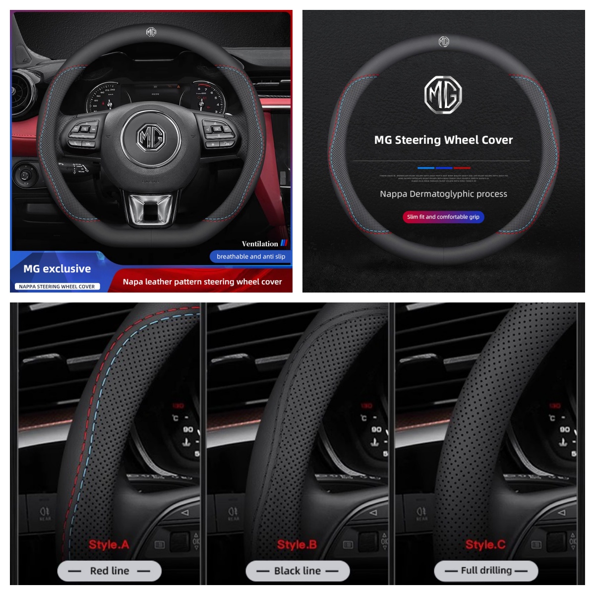 1Pcs Napa Leather Car Steering - Car Steering Wheel Cover Anti Slip Breathable recension och pris