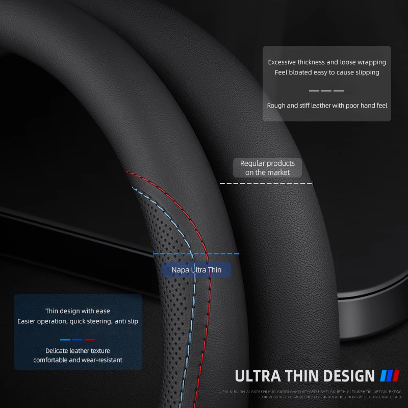 1Pcs Napa Leather Car Steering - Car Steering Wheel Cover Anti Slip Breathable recension och pris